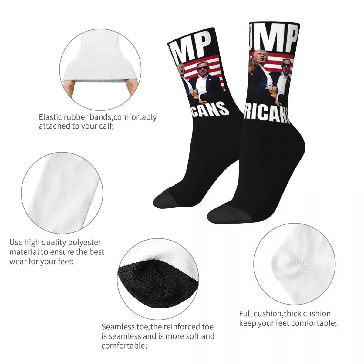 Trump Rally Shot Socks Merch For Men Women Comfortable 2024 President Crew Socks Wonderful Gifts