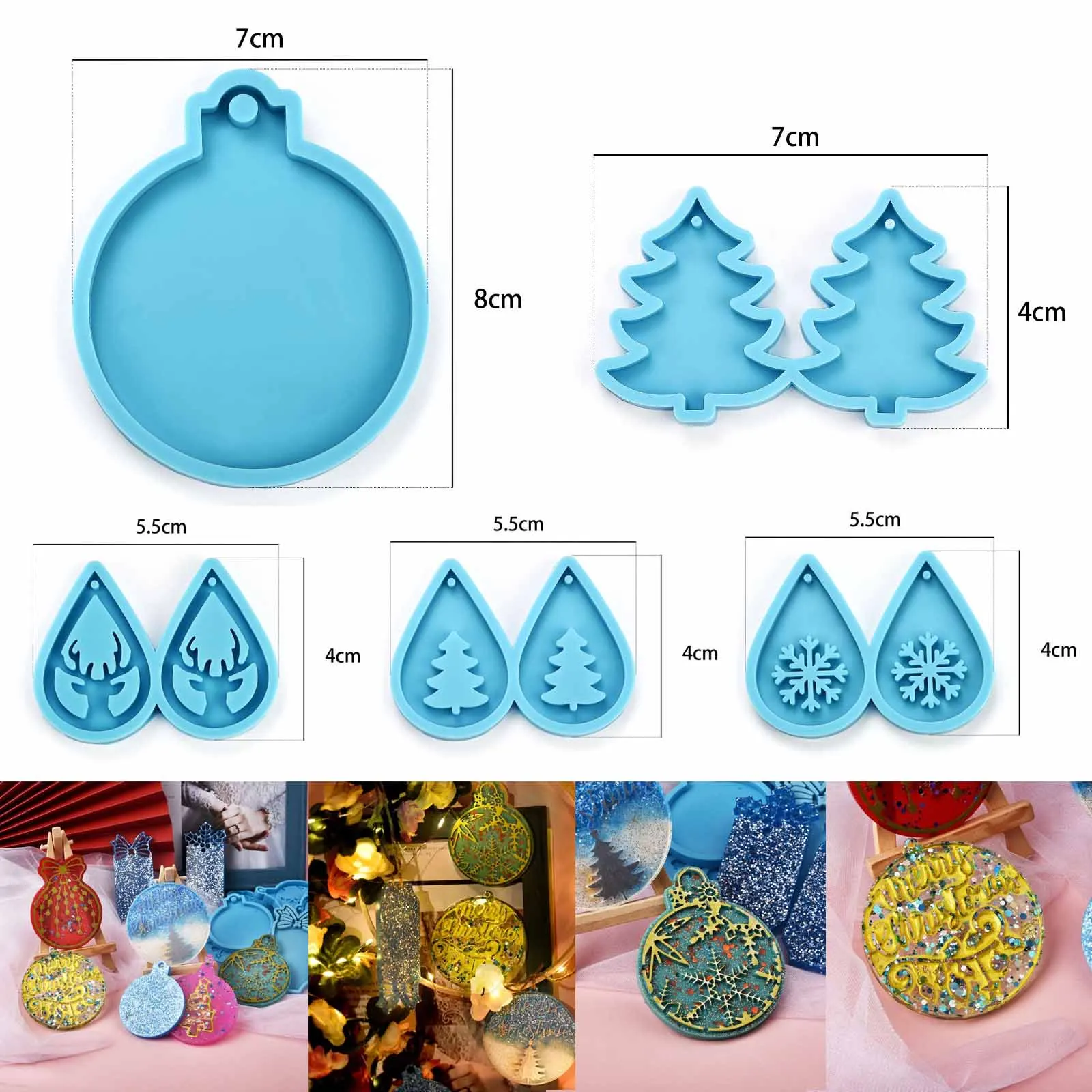 Bola de Navidad molde de silicona llavero pendiente colgante decoración del hogar DIY Molde de resina Epoxy herramientas de fabricación de joyas artesanías de resina