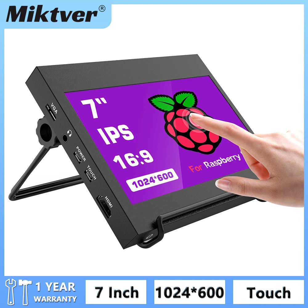 

Miktver 7 Inch HD 1024*600 IPS Touchscreen Mini Raspberry Pi Monitor With Case,Support VESA Mounting,HDMI/VGA/Audio Video Inputs