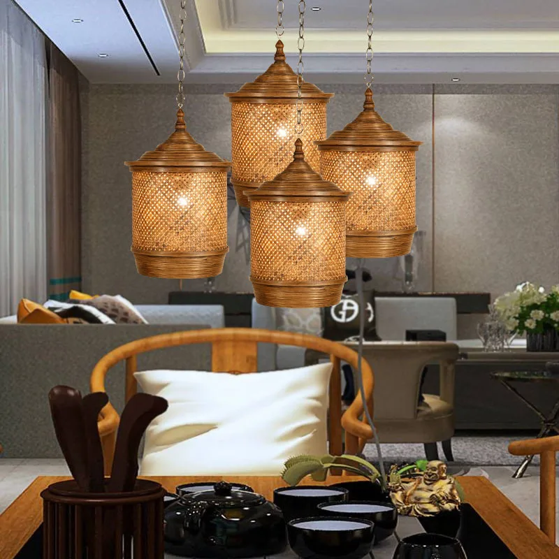 Style Chandelier Thai Bamboo Lighting Hotel Meal Home Lighting Vintage Creative Chandelier