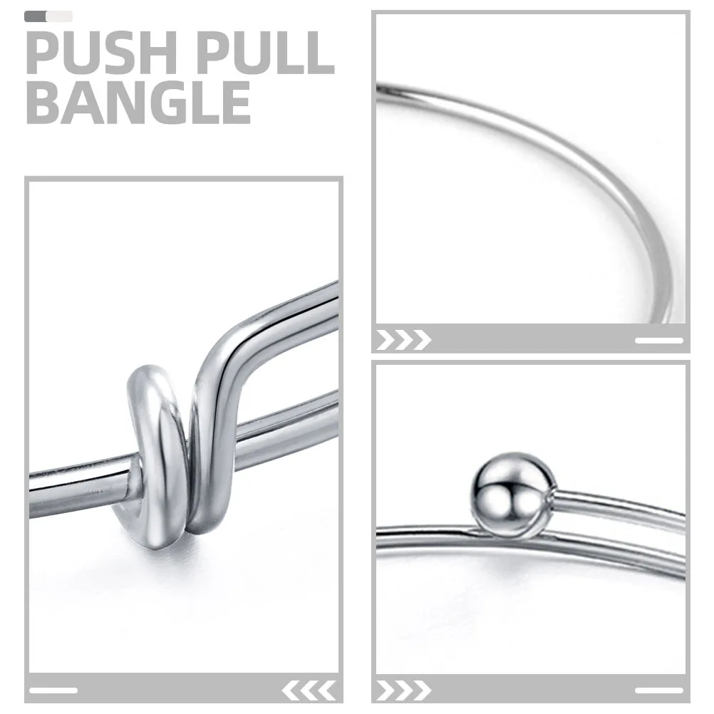 

15Pcs Stainless Steel Push-Pull Bracelet Adjustable Elastic Bangle Design for Long-Term Use Perfect Gift for Women