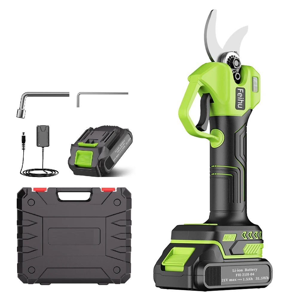 1Set Electric Pruning Shears, Cordless Pruner Garden Trimming LCD Display, 2000mAh Brushless Motor, 2 Modes SK5 Blades Cutter