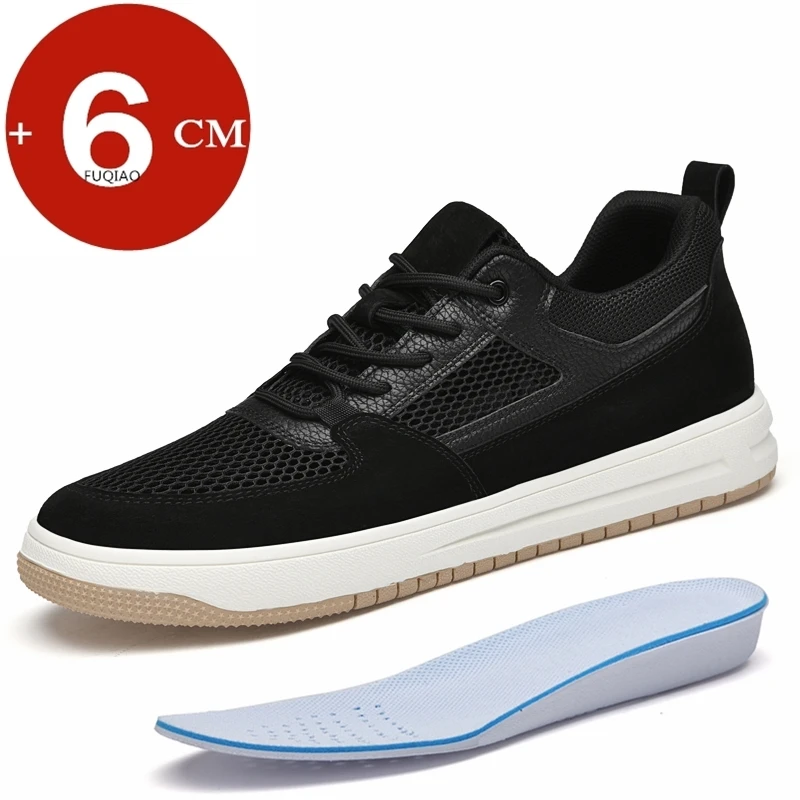 

Мужские кроссовки-невидимки на танкетке 6 см для увеличения роста, летние, дышащие, из сетчатой кожи, повседневные, на платформе, для спорта
