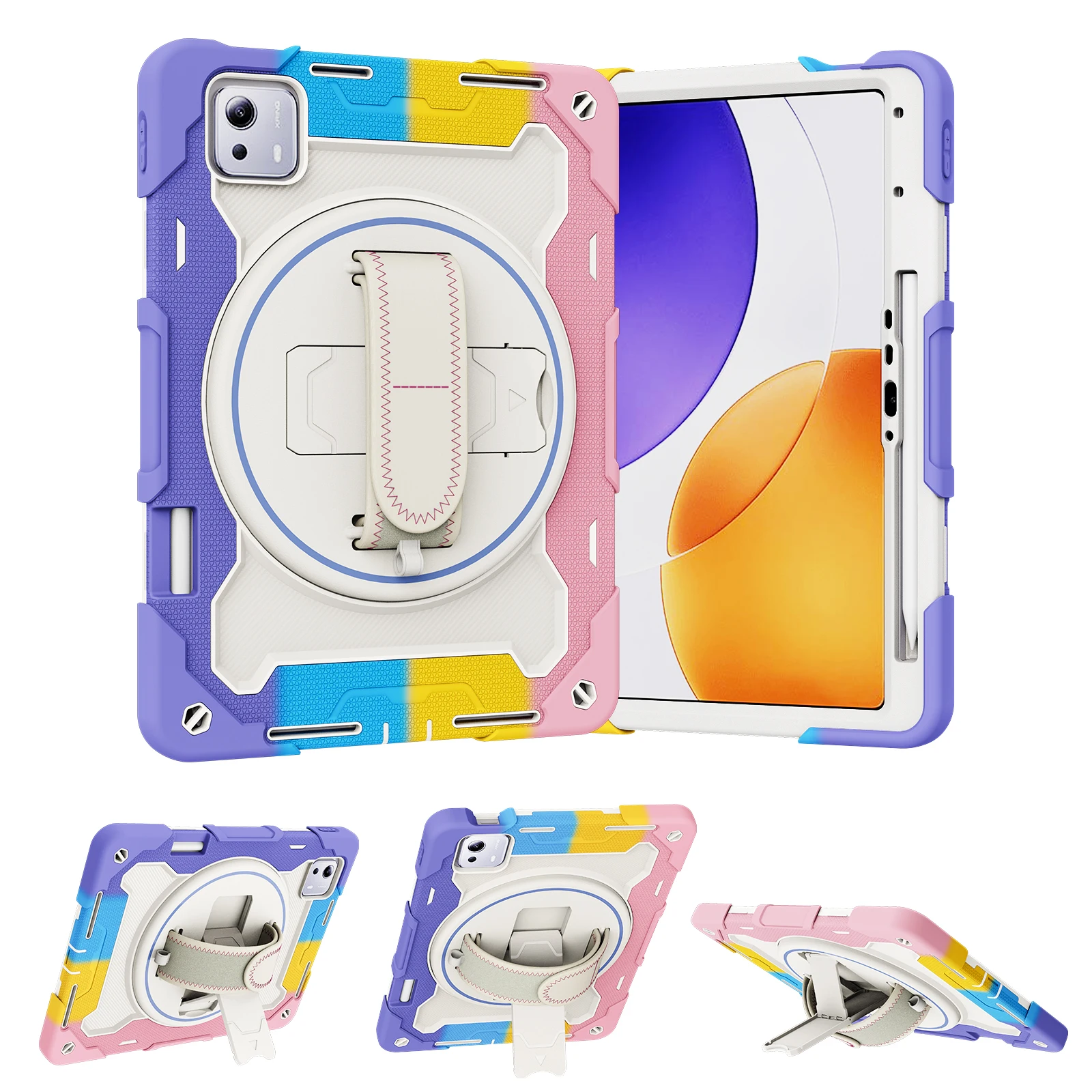 

Бронированный чехол с ремешком для Xiaomi Pad 7S 6S 5 Pro 12,5 дюймов 2025 12,4 дюйма 2024 2022 Вращающаяся на 360 градусов подставка Прочный чехол с слотом для ручки