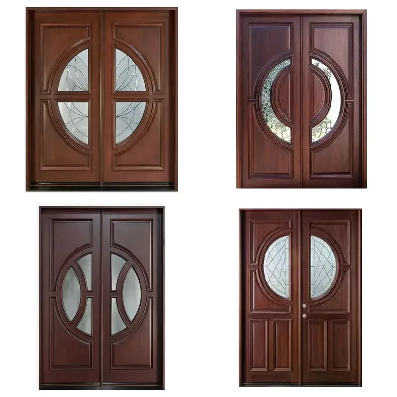 Luxury Modern Classic Design Solid Teak Interior Manual Double Open Prefabricated Villa Main Entrance Solid Wood Door