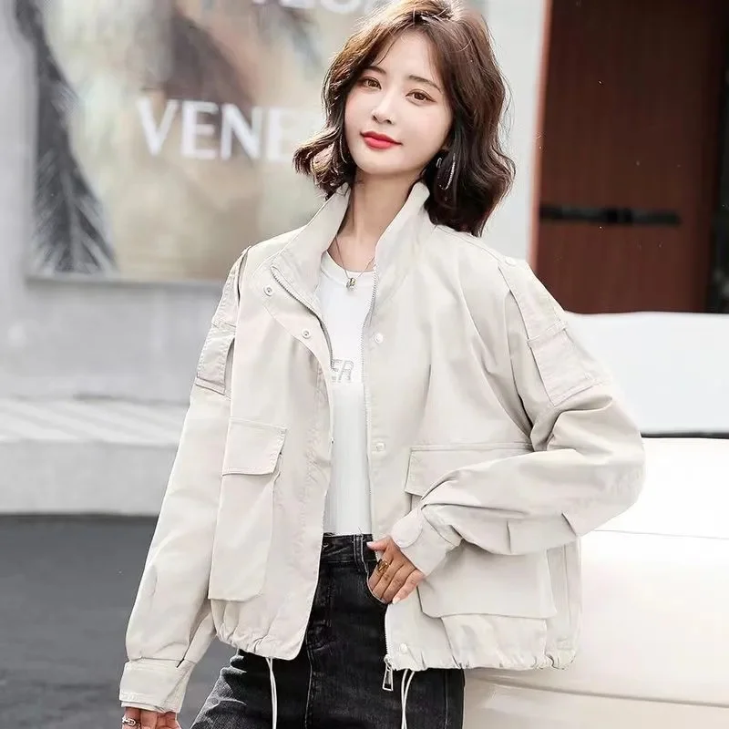 

Fashionable and Versatile Loose 2025 Spring and Autumn New Women's Jacket With Large Pockets Short Casual Short Jacket Thin Top