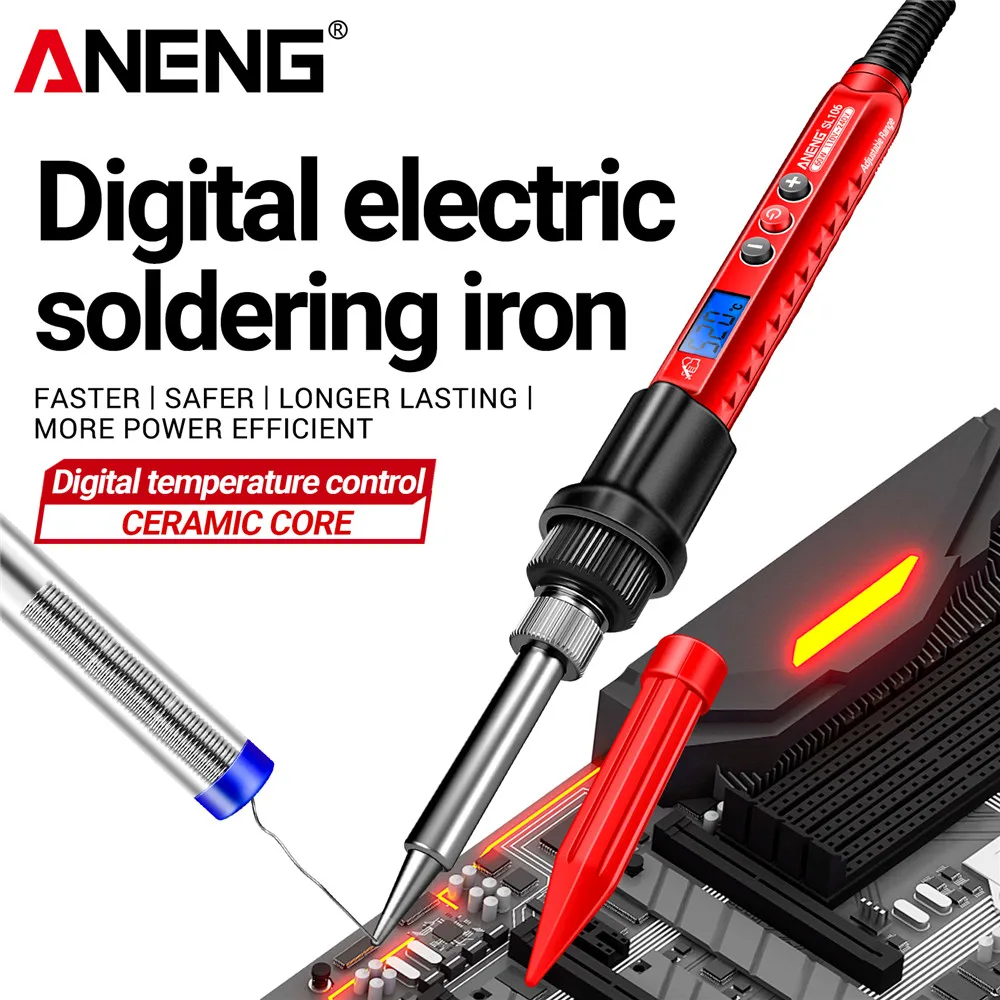 

Электрический паяльник ANENG 60W, профессиональный, с регулировкой температуры, SL106, EU/220V, для ремонта и DIY-проектов