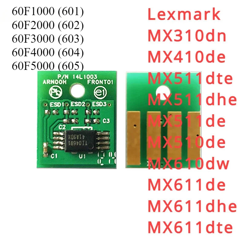 Chip de Tóner para Lexmark MX310dn,MX410de,MX511dte,MX511de,MX510de,MX610dw,MX611de (60F1000,60F2000,60F3000,60F4000,60F5000)