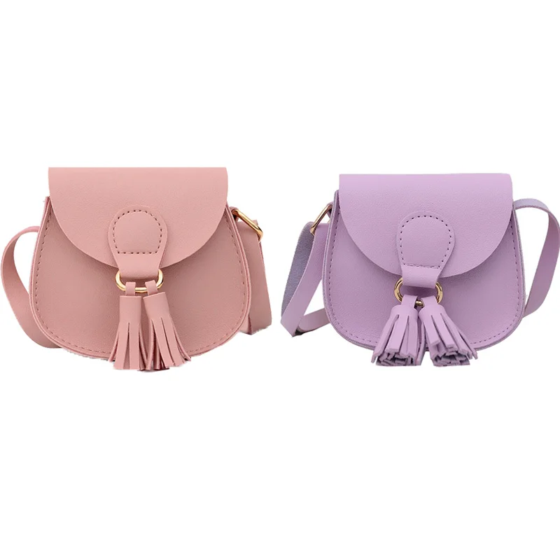 Children Crossbody Bags PU Leather Small Shoulder Bag Cute Accessories Kids Coin Purse Cute Girls Baby Tassel messenger bag