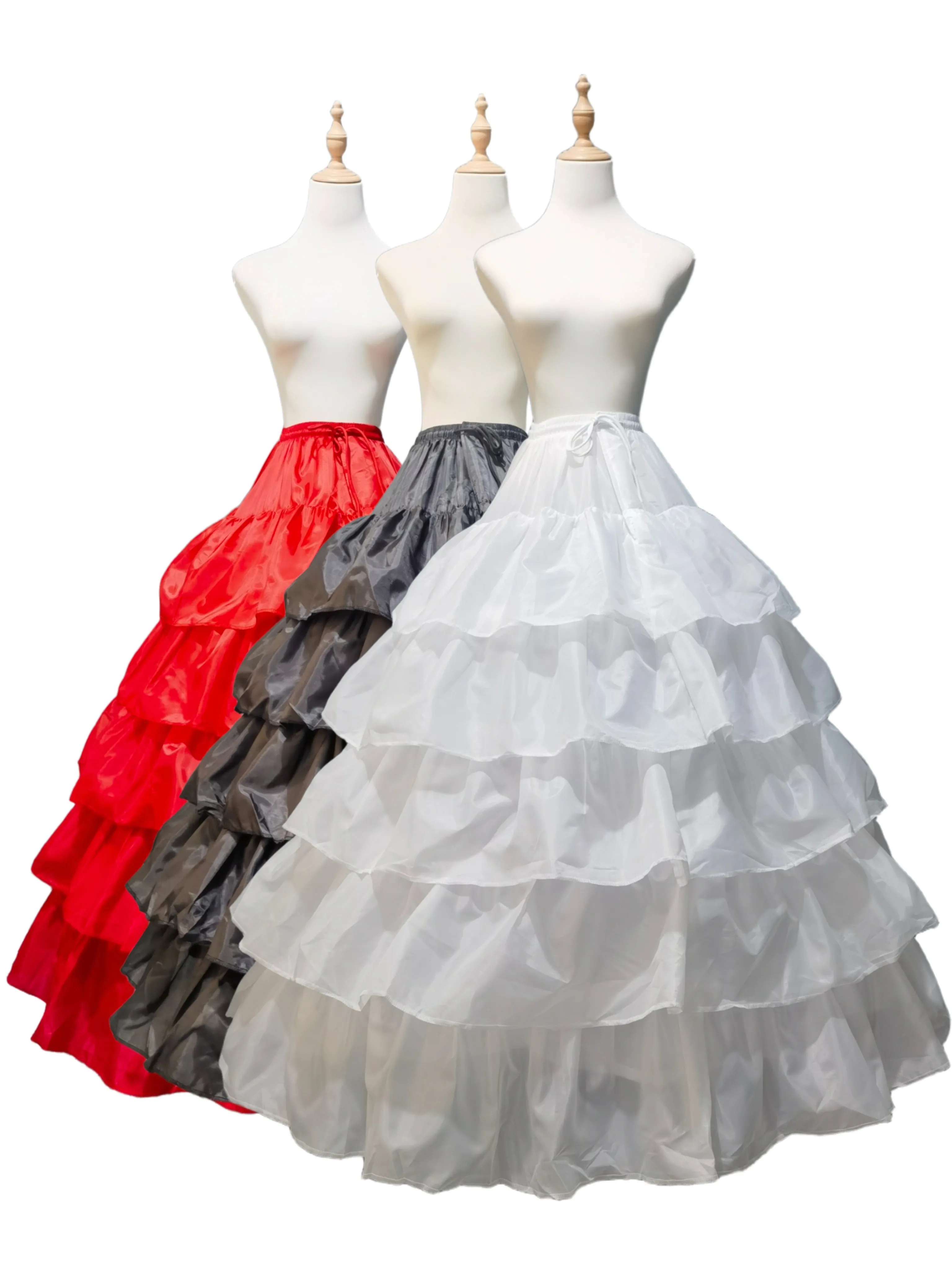 Falda de crinolina para mujer con 4 aros y 5 capas de volantes, para vestido de novia o de gala