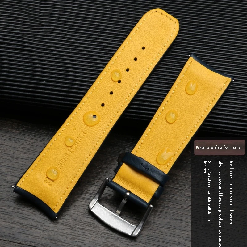 22mm 23mm Blue color Genuine Leather Watchband Strap For Citizen AT8020-54L/8020-03L/JY8078 Curved End Men's Watchband