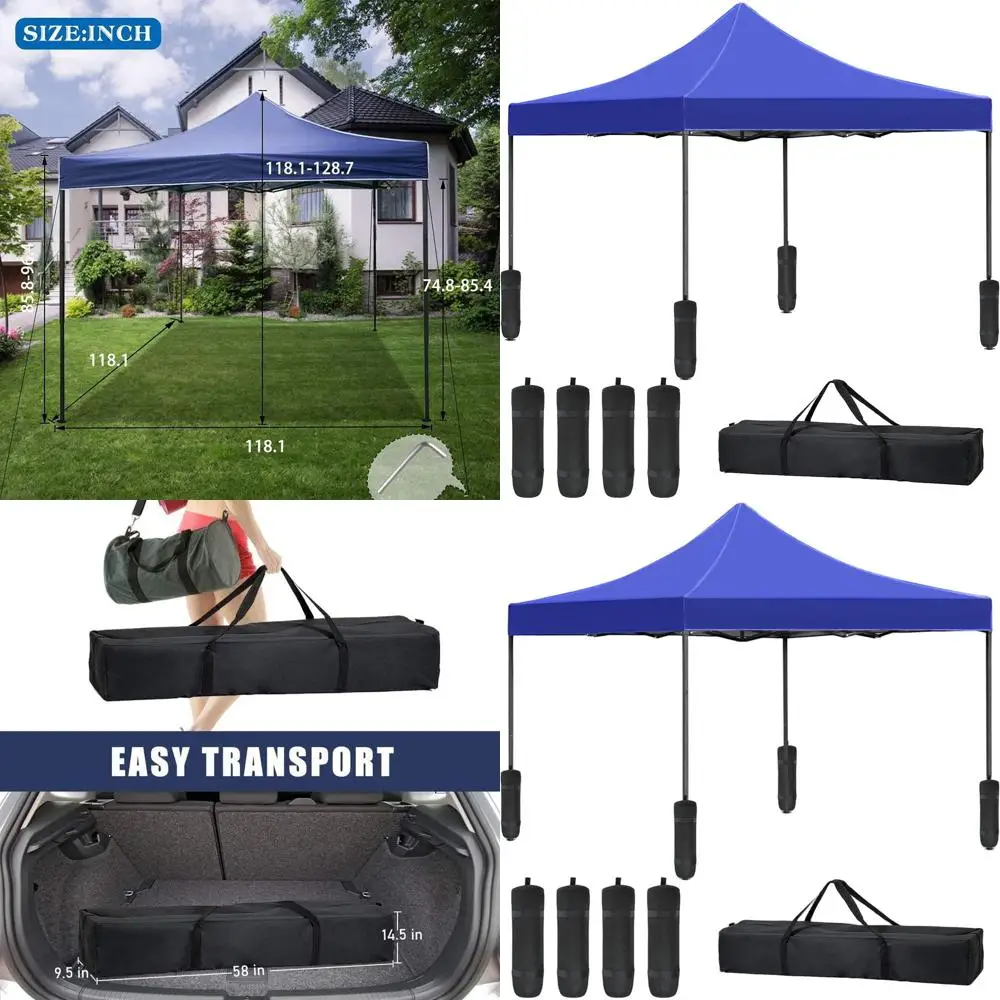 

Portable 10x10ft Outdoor Canopy Tent with Sunshade, Removable Side Wall, and Carry Bag - Ideal for Parties and Weddings (Blue)