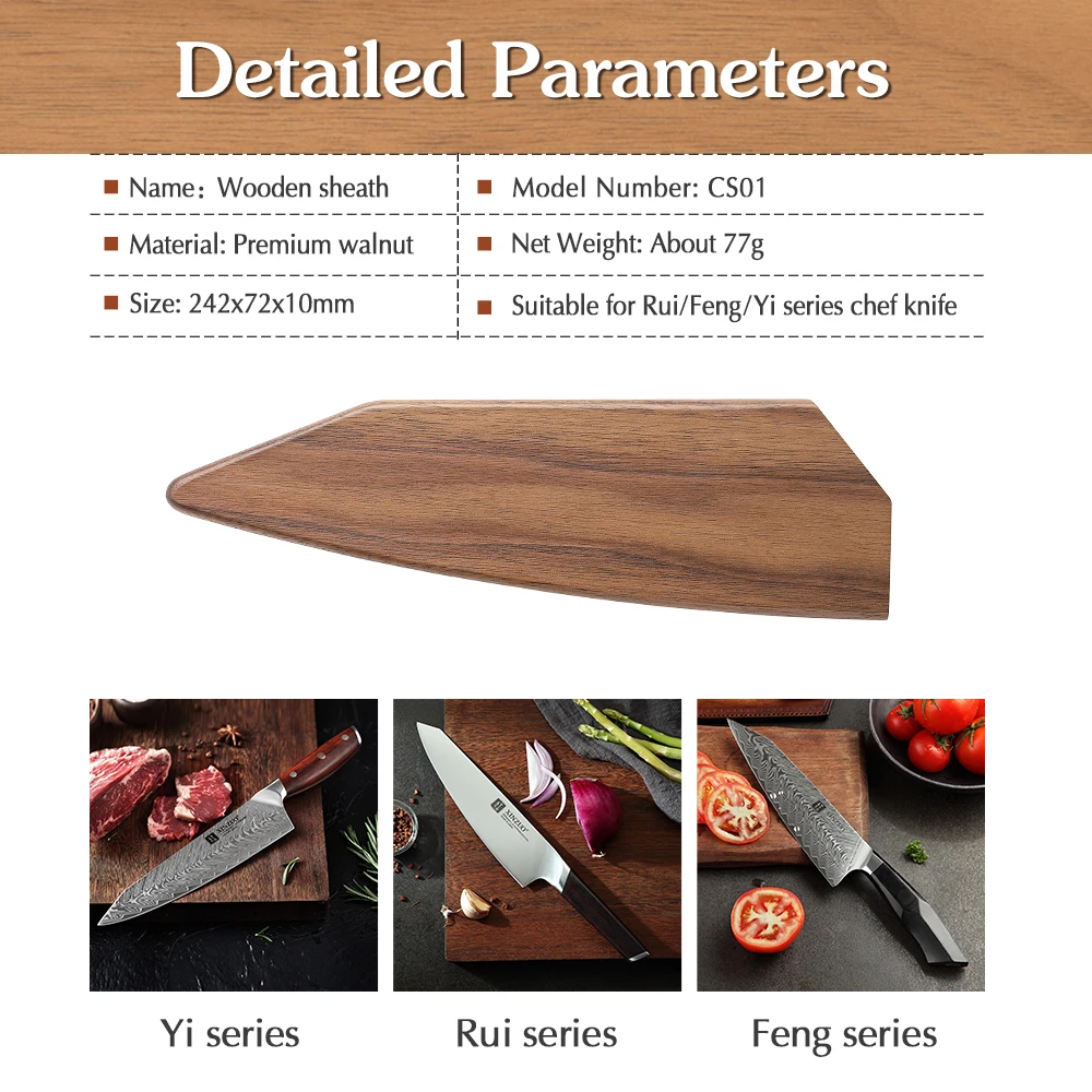 XINZUO Wooden Sheath High Quality Walnut Wood Knife Cover for XINZUO Chef knife