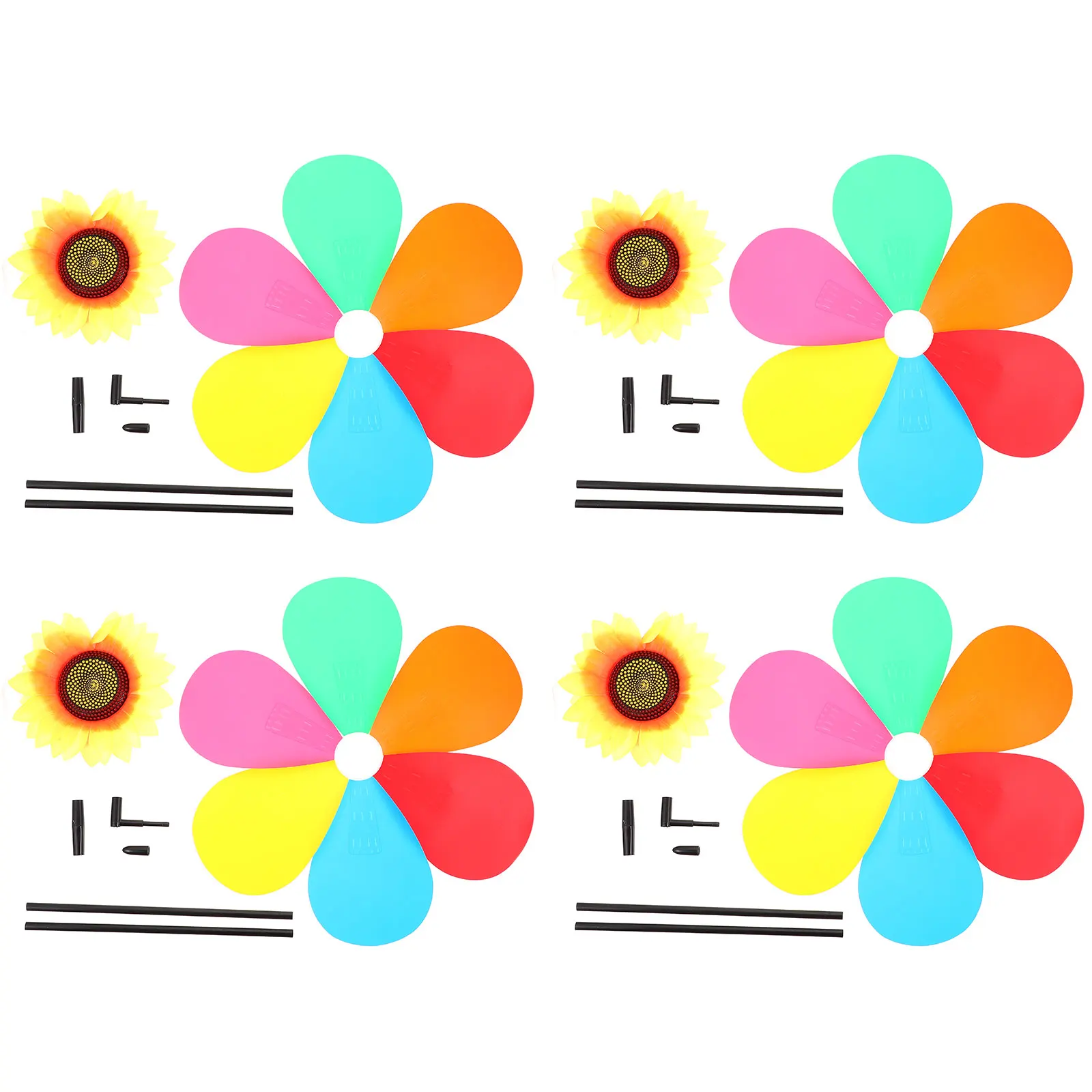 

4 Pcs Sunflower Windmill Plastic Kids Toy Outdoor Decor Lawn Garden Pinwheel Miniature Model Home Accessories