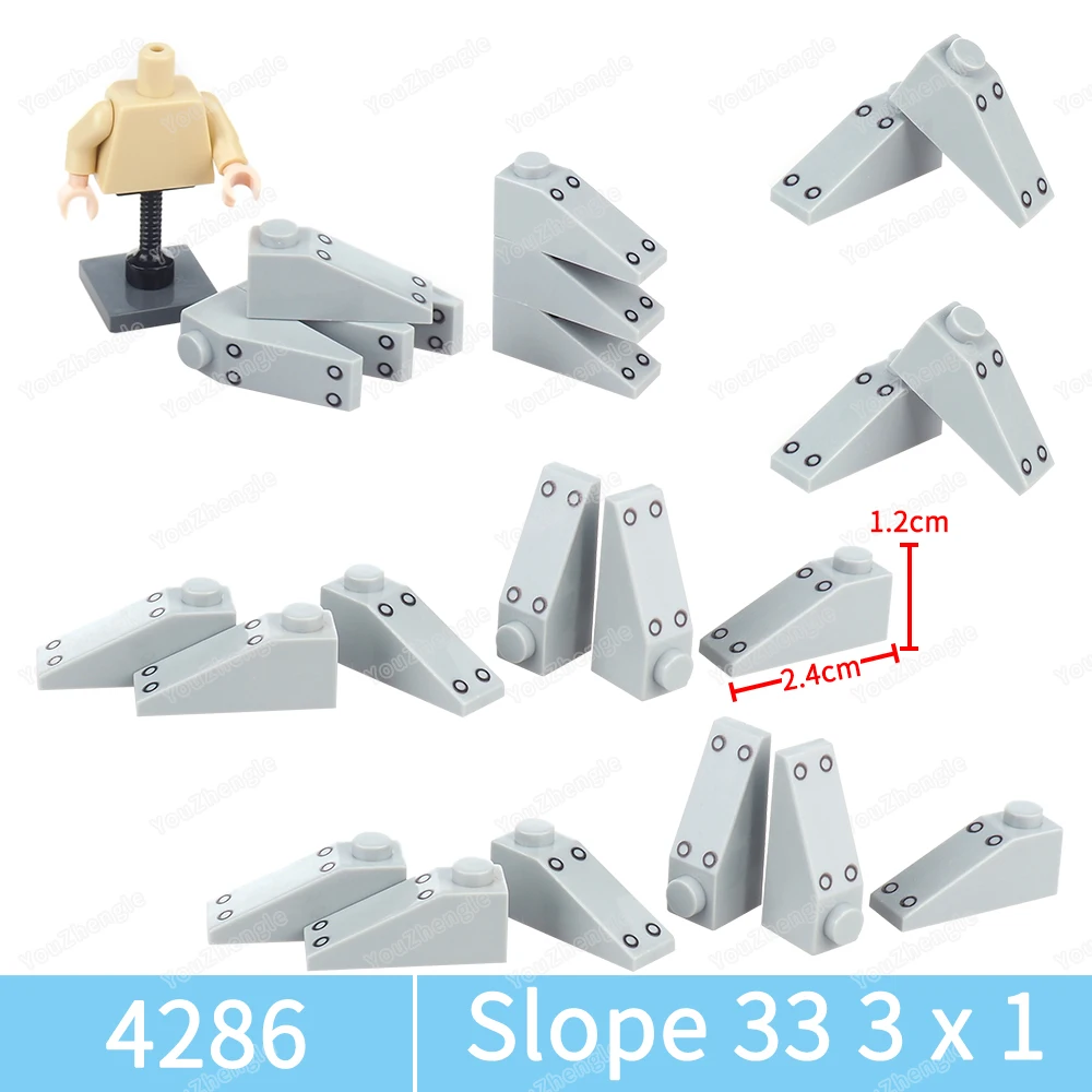 4286 Printed Steel Plate Rivet Pattern Building Block Slope 1x3 Parts MOC Figures Tank Equipment Scene Model Boy Gifts DIY Toys