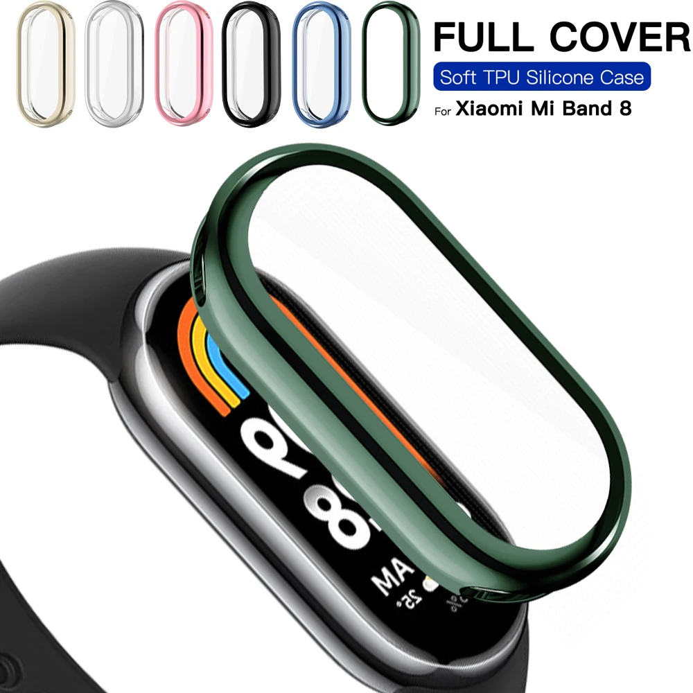 Soft TPU Case For Xiaomi Mi Band 8 All-Around Protective Case Cover Bumper Frame Band 8 Protector For Mi Band8 Accessories