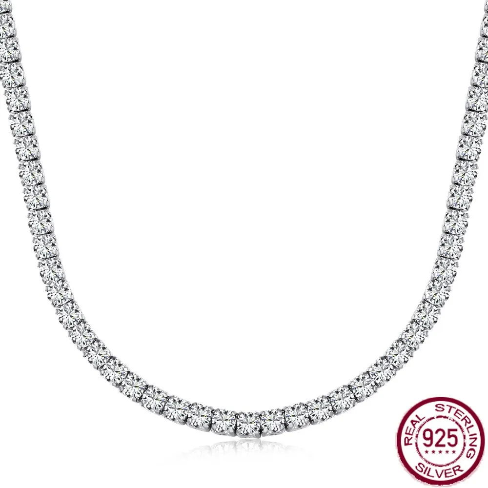 925 Silver European and American Network Chain Hip Hop Extension Necklace 2.3.4mm Single Row Diamond Jewelry Wholesale for Women