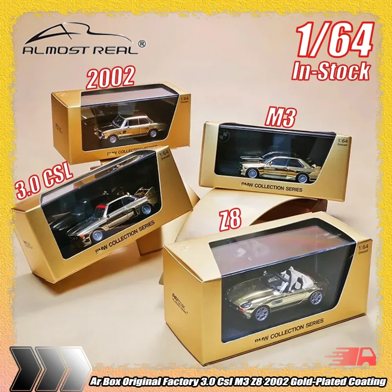 

In Stock Ar Box Original Factory 1:64 3.0 Csl M3 Z8 2002 Gold-Plated Coating Alloy Miniature Diecast Car Model Custom Toys Gifts