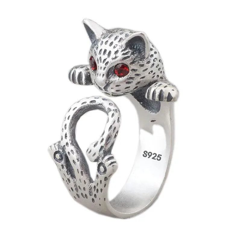 BF CLUB Silver Color Cat Rings for Women Men Fashion Geometric Handmade Irregular Vintage Fine Jelwery Ring Party Christmas Gift view 6