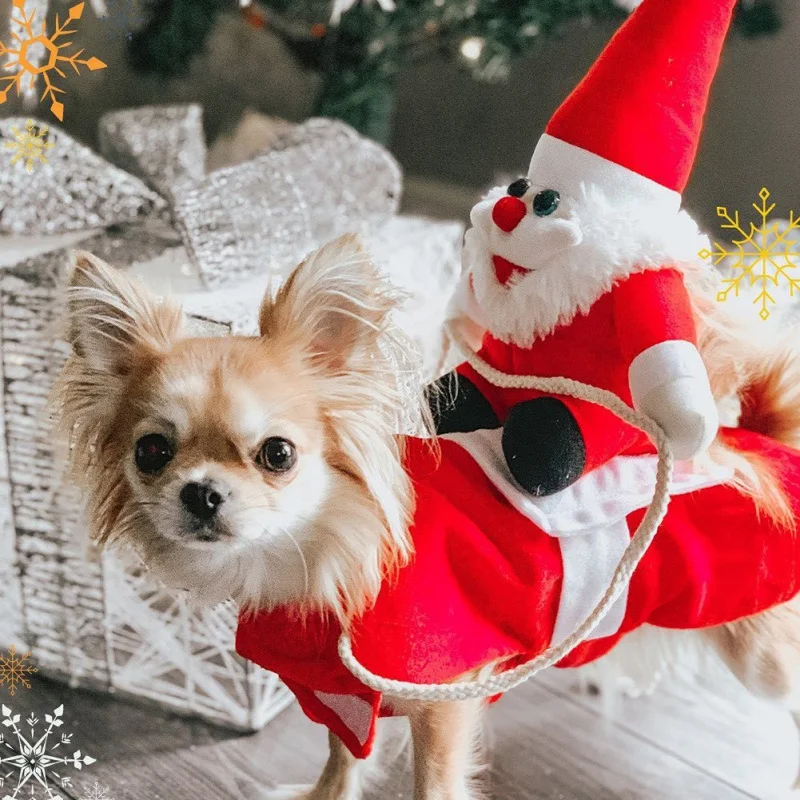 Pet Christmas Red Riding Dress Warm Apparel Party Dressing up Cosplay  Funny Clothing for Small Large Dog Outfit Supplies