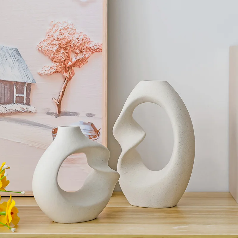 

Nordic Minimalist Ceramic Vase Simple And Elegant Creative Floral Dried Flower Flower Arrangement Ornaments Home Furnishing