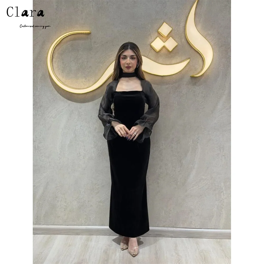 

Clara Custom Black Fishtail Ankle Length Long Sleeve New Evening Dresses 2026 Luxury Dress 2026 Woman Ball Gown Dress Women's