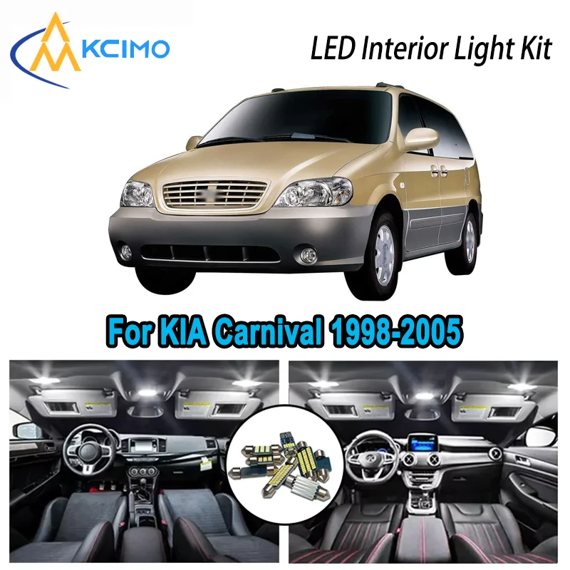 

For KIA Carnival 1998-2005 1999 2000 2001 2002 2003 2004 Interior LED Dome Map Trunk Light Kit Canbus Error Free Car LED Lamps