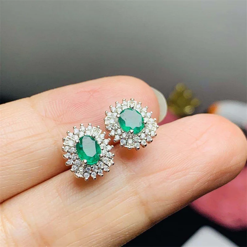 

Natural Emerald Earrings Colombian Earrings 925 Silver Earrings for Women Gemstone with Certificate