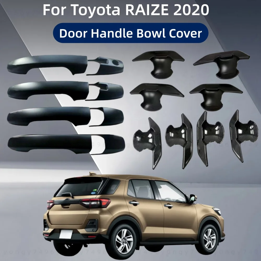 

ABS Plastic Carbon Car Upgrade Accessorie Plated Exterior Door Handle Bowl Covers Trim Paste Style For Toyota RAIZE 2020