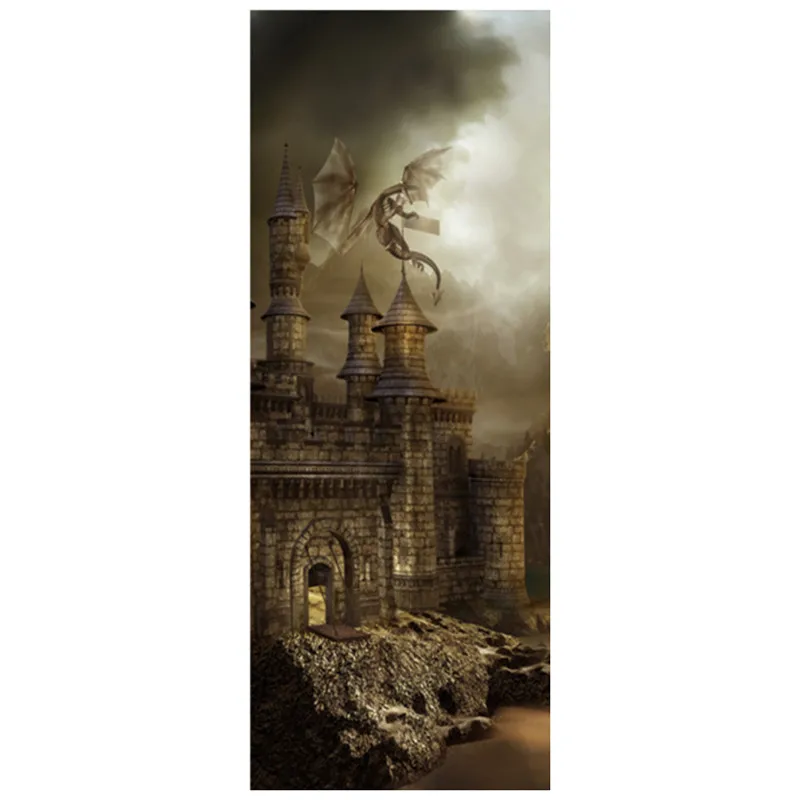 

Magic Fantasy Castle Mural 3D Door Styling PVC Wall Stickers Home Decorations Kids Room Fridge Cabinet Anime Poster Wallpaper