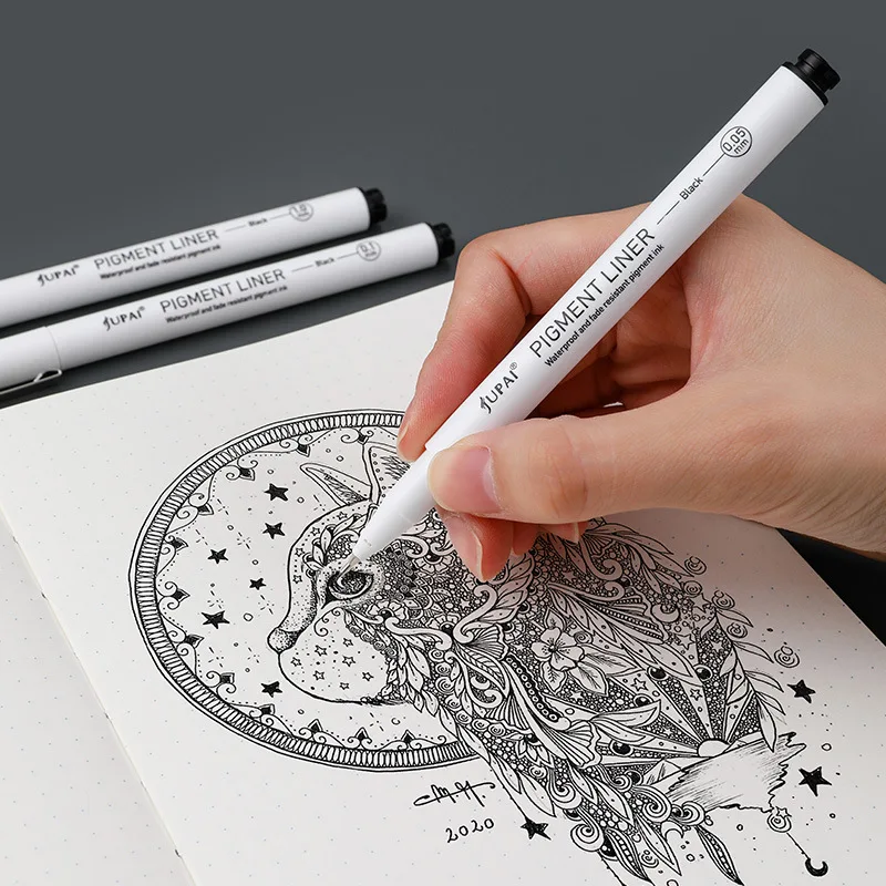 9pcs/Set Precision Black Ink Needle Pens for Hand-Drawn Sketch Architectural Drawing Comic Stroke Art & Drafting Set
