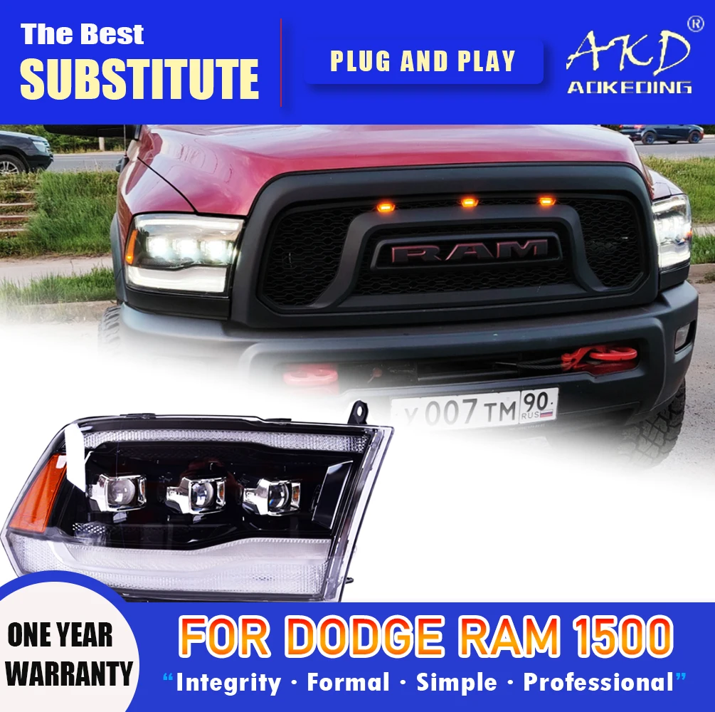 

AKD Head Lamp for Dodge RAM 1500 2500 LED Headlight 2008-2018 Headlights 2500 DRL Turn Signal High Beam Angel Eye Projector Lens