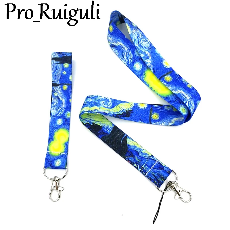 Van gogh Starry Sky art Lanyard Badge ID Mobile Phone Rope Key Lanyard Neck Straps Accessories webbings ribbons