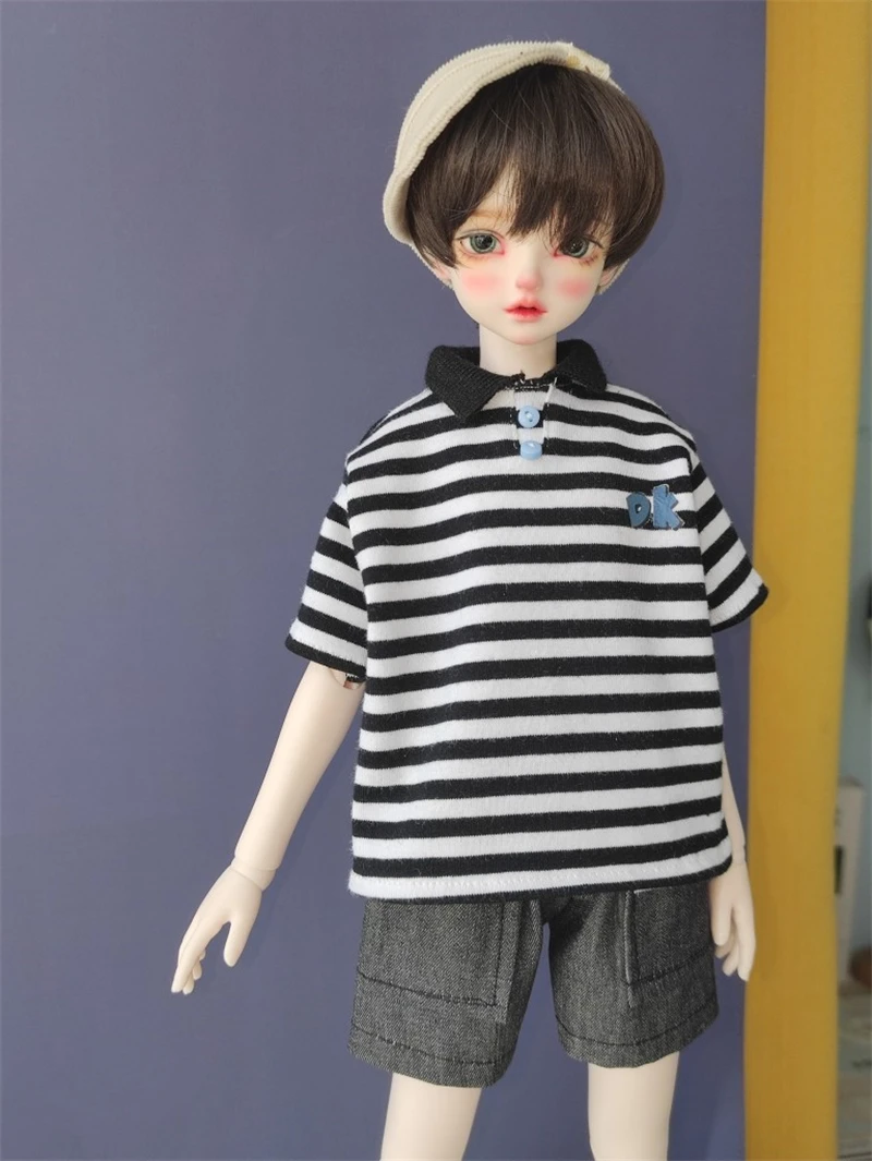 BJD doll clothes suitable for 1/4 size cute doll clothes striped sweatshirt BJD doll clothes 1/4 set doll accessories (3 points)