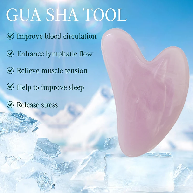 Pexmen Gua Sha Facial Tools Quartz Massage Tool for Scraping and SPA Acupuncture Therapy Heart Shape GuaSha resin for Women