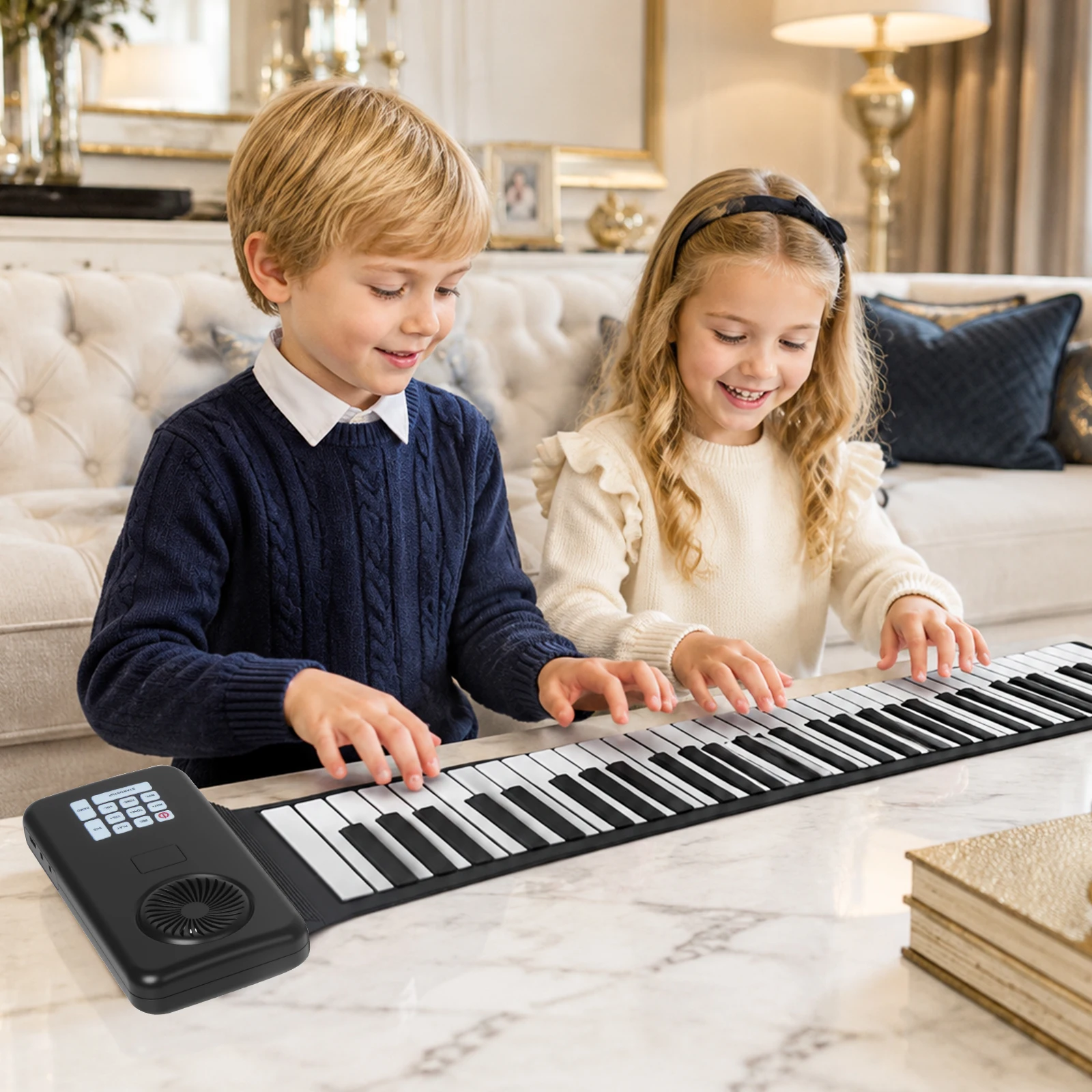 Pianoforte elettronico pieghevole in silicone con 88 tasti, portatile e arrotolabile, dotato di presa per cuffie, ideale per esercitarsi a casa, adatto a bambini, adulti e principianti.