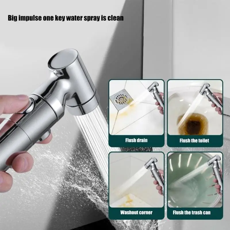 Single Bidet Toilet Sprayer Gun with One key Stop High Pressure Hygienic Shower Toilet Bidet Sprayer Gun Toilet Accessories