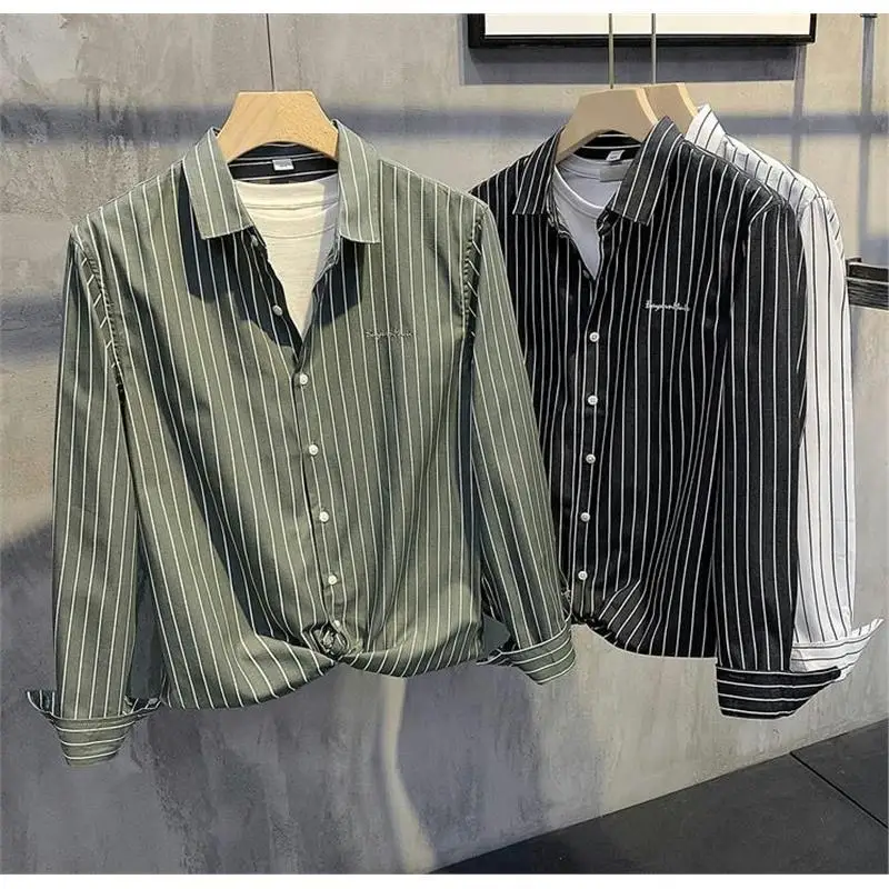 

Men's Long Sve Striped irt Casual Workwear Luxury Spring Autumn Busin High-End Feeling Leisure irt Faion Urban Sle