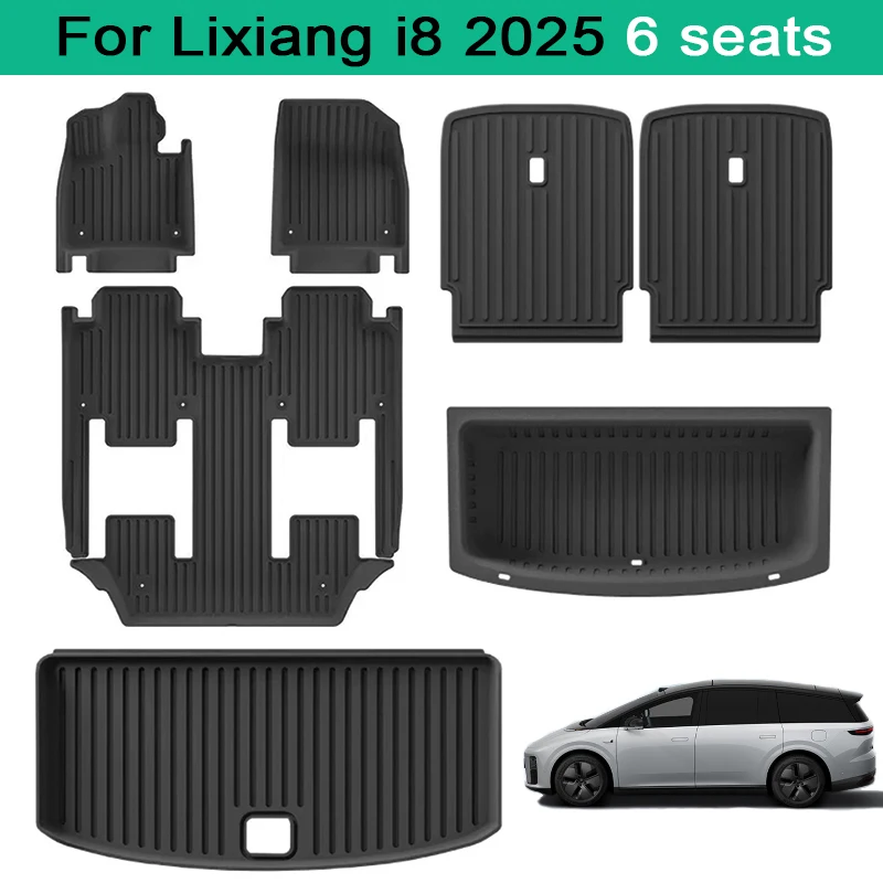 

Car Floor Mats for Lixiang i8 2025 TPE Foot Pad Car Carpet LHD Floor Liners Black Cargo Liner 3D Trunk Mats