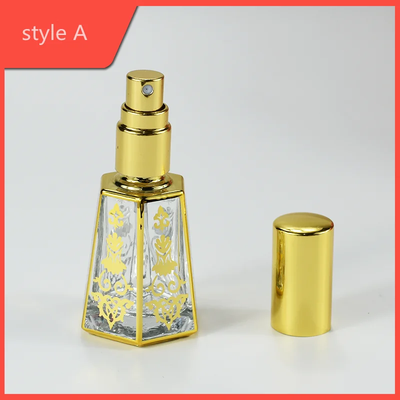 New 12ml Perfume Bottle  Portable Refillable Bottle Multi-faceted Bronzed Empty Glass Spray Bottle Sample Bottle