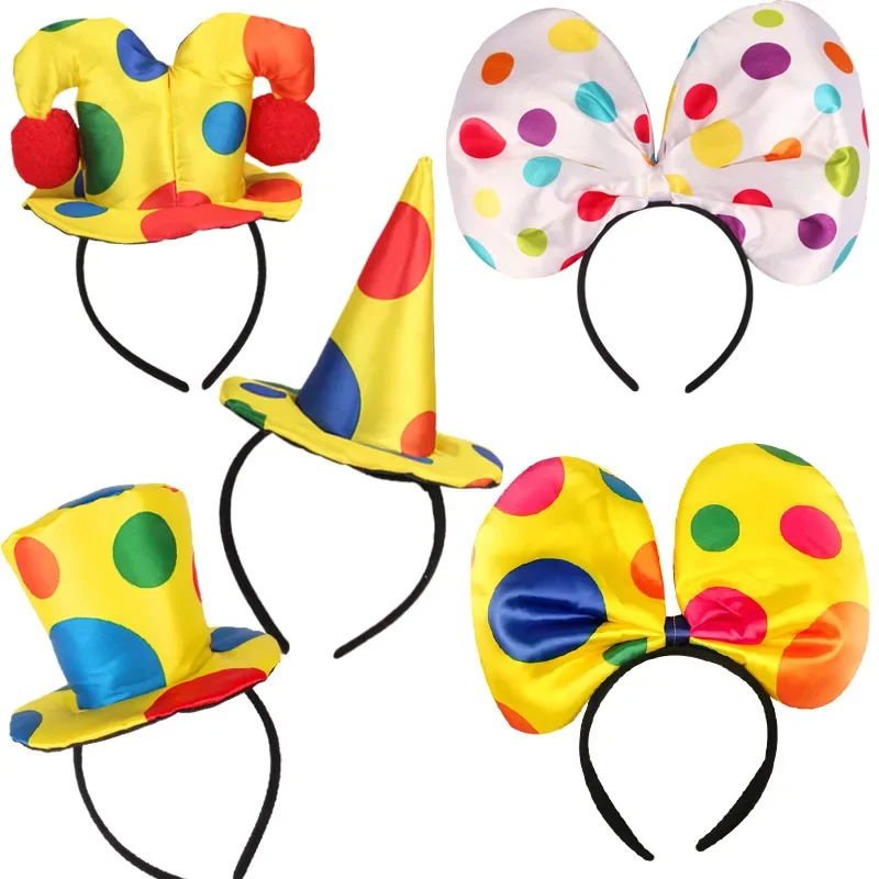 1pcs Halloween Circus Clown Headband Hat Hairband Cosplay Costume Headpiece for Adult Kids Stage  Funny Party Wedding Festival