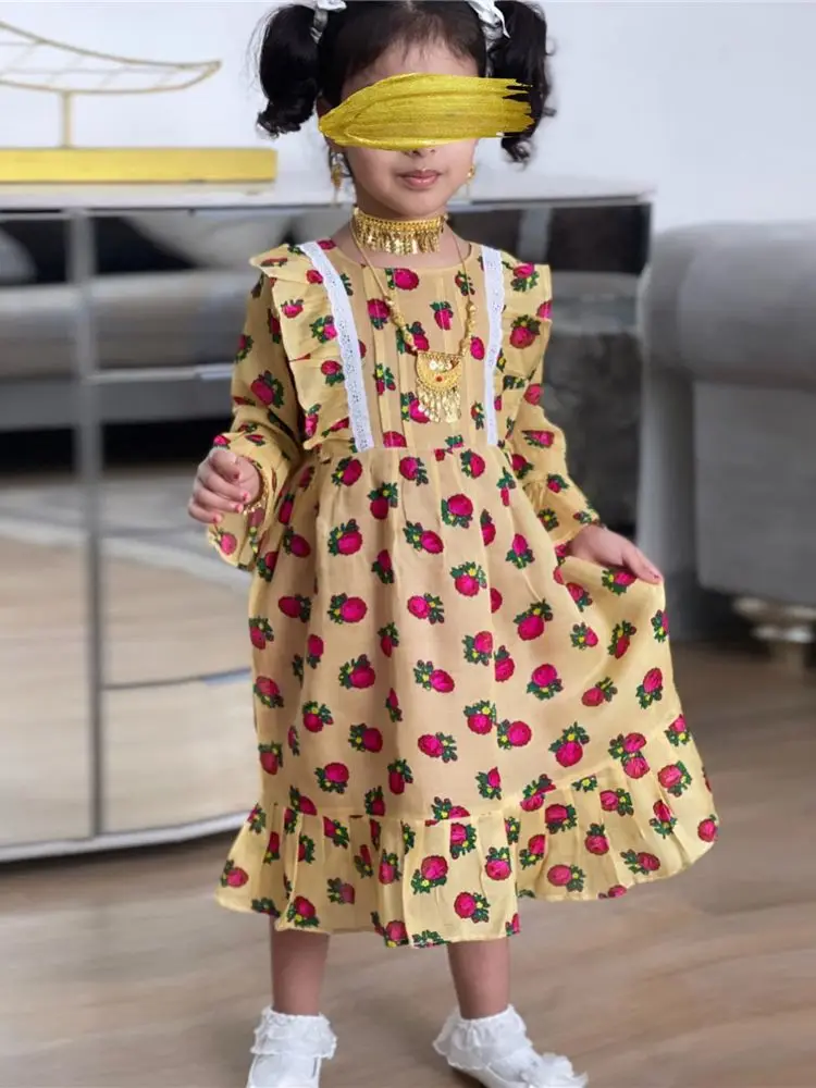 

Ramadan Eid Girls Dress Kaftans Kids Abaya Dubai Arabic Turkey Islam Pakistan Muslim Dress Abayas Children Robe Arabe Musulmane