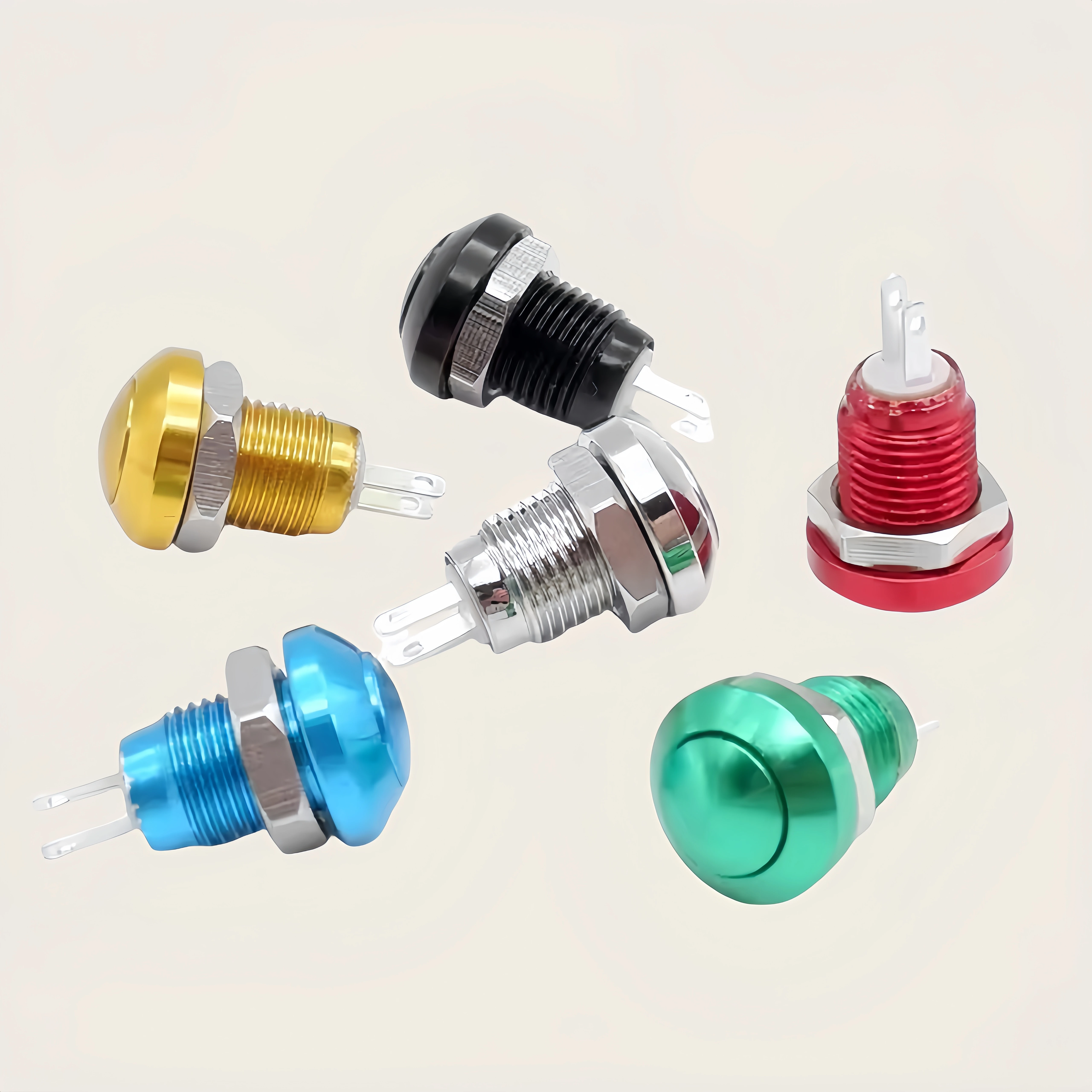 Push Button 8MM Switch Momentary Metal Horn Doorbell Bell Mini Car Auto Engine PC Power Start Starter Red Green Black Blue 1NO