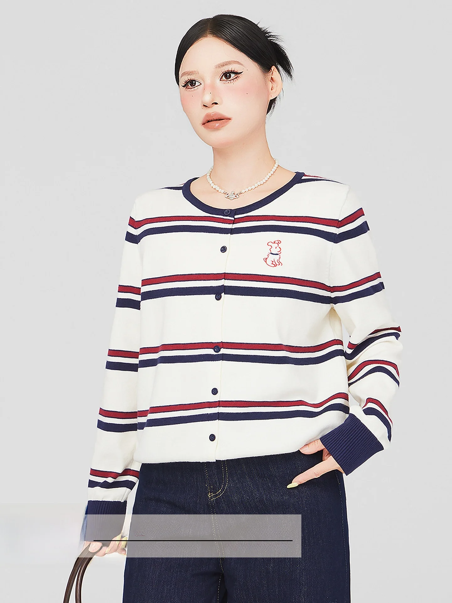 

Женский полосатый трикотаж, тонкий длинный све, повседневный хлопковый осенний модный молодежный открытый кардиган с высокой талией