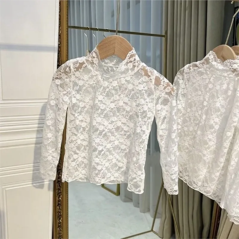 Baby Girl Princess Lace Shirt Infant Toddler Child Tshirt Long Sleeve Girl Blouses Top Spring Autumn Summer Baby Clothes 1-7Y