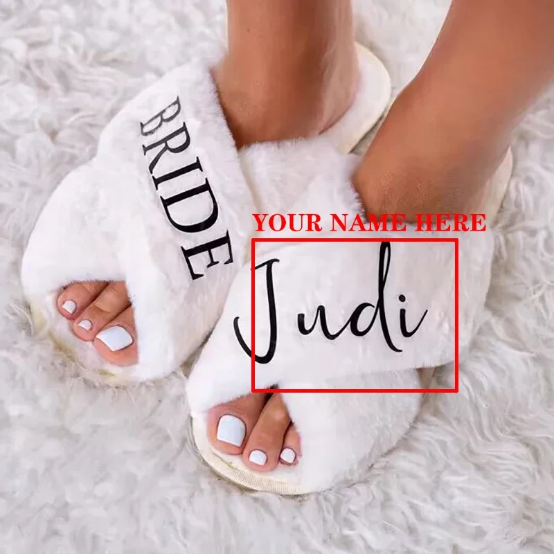 Personalized Custom Bride name Slippers Bridal Shower Wedding Engagement Honeymoon trip Bachelorette hen Party decoration Gift