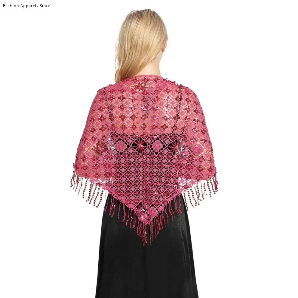 

Sequins Sequins Tassel Shawls Capes Tassels Triangle Shawl Dance Accessories Multicolor Belly Dancing Scarf