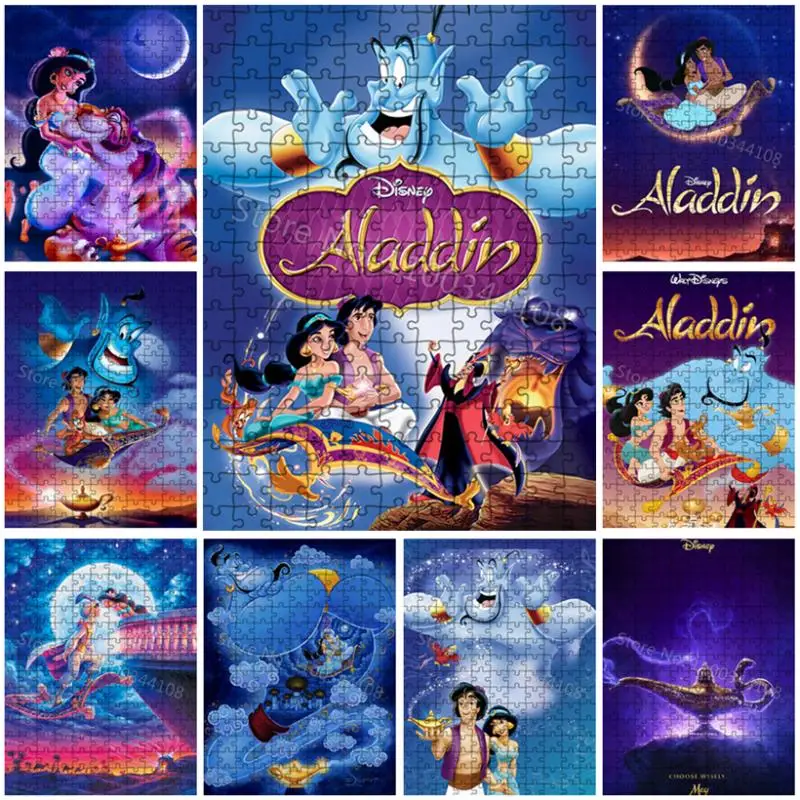 

Aladdin Jasmine Princess Jigsaw Puzzle Disney 300/500/1000 Pcs Cartoon Puzzles for Child Adult Decompression Toys Handmade Gift