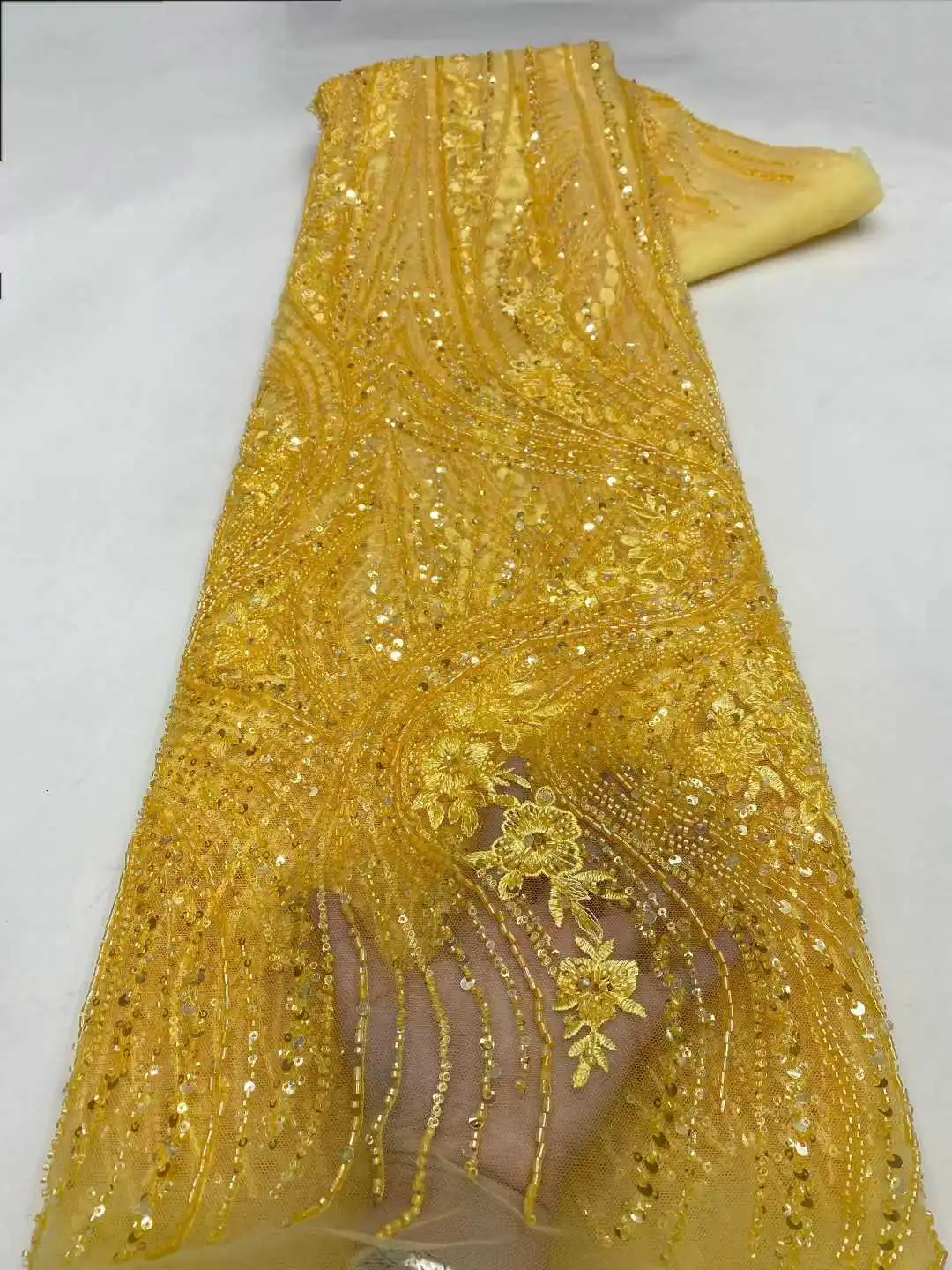 Mccarthy элегантная французская вышивка сетчатая кружевная ткань роскошные бусины и блестки для африканских нигерийских свадебных платьев модные