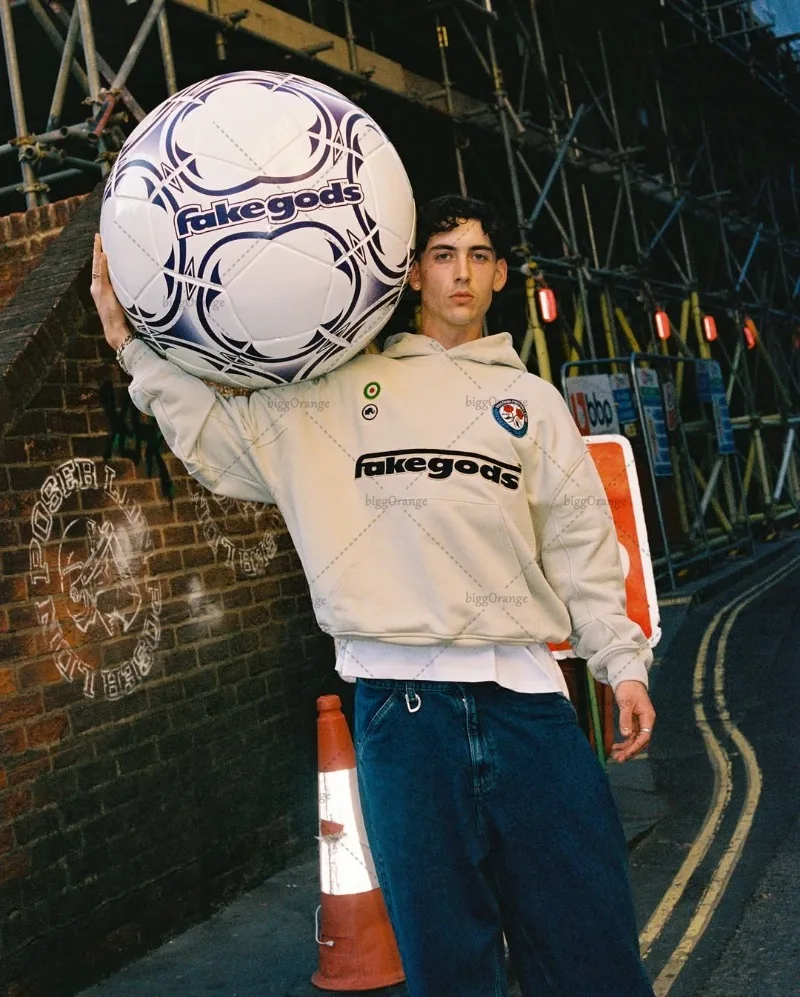 Harajuku Retro wzór w litery modna luźna bluza z kapturem męska główna moda uliczna odzież Casual bluza obszerna damska